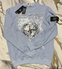 Stone Island Felpa Uomo Girocollo Azzurro Nuovo con Etichette Taglie M / L