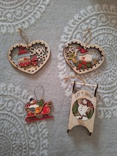 4 DECORAZIONI ALBERO DI NATALE IN LEGNO