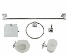 SET BAGNO 6 ACCESSORI PORTA ASCIUGAMANI SAPONE SPAZZOLINO ROTOLO GANCIO 52917