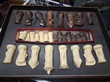 Scacchi scolpiti di Ganine Gothic Set #1475 edizione salone, 1961, completo con scatola