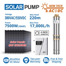 Pompa acqua solare pozzo foro profondo 4" AC/DC 7,5KW 10HP 380V 220m DC Bomba Solares