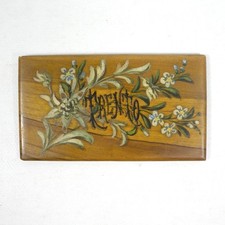 TARGHETTA PLACCHETTA SORRENTINA IN LEGNO D'ULIVO DIPINTA A MANO TRENTO VINTAGE