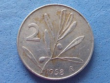 2030) Italy 2 Lire 1958 Scarce