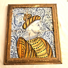 ANTICHE MATTONELLE DI CERAMICA DIPINTE  INCORNICIATE  VEDI FOTO LEGGI