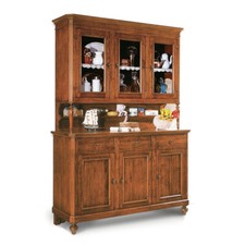 Credenza madia base con alzata cristalliera 3 ante in stile arte povera