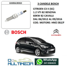 3 CANDELE BOSCH IRIDIUM CITROEN C3 II SC 1.2 VTI 60KW 82 CV CAVALLI HMZ EB2 EB2F