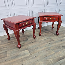 Antica coppia 2 comodini in legno massello comodini cassetti Queen Anne - mogano