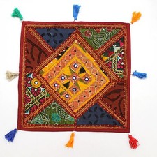 Copricuscino etnico fatto a mano per arredamento casa federe divano multicolo...