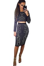 Abito gonna top strass Borchie