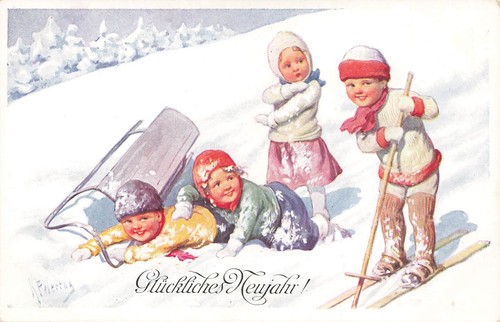 Cartolina capodanno bambini - cartolina,