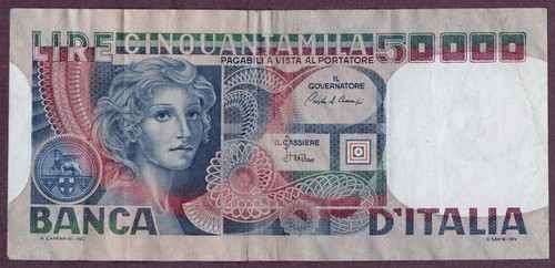 Italia 50000 lire - lire, banconota