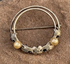 Spilla Art Nouveau Argento 835 Perle Artificiali (S 6989)