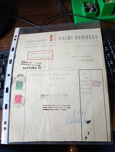 Invoice 1942 garage - solmi, via