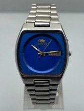 Orologio da polso uomo vintage Orient Crystal automatico quadrante blu giorno/data 21 gioielli