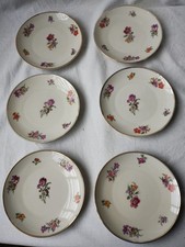 Servizio di Sei Piattini Dessert Frutta Filo Oro Vintage Boemia Anni 1950