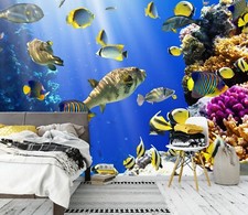 Carta da parati 3D animali simpatici pesci I5112 autoadesiva rimovibile adesivo Erin