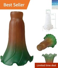 Elegante paralume in vetro ambrato e tulipano verde - ciondolo stile Tiffany fatto a mano