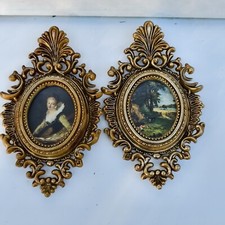 Quadretti Ovale Vintage paesaggio Stampe barocco cornice  resina Tiny wall art