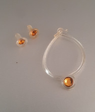 RARA~Vintage~1980 Golden Dream Barbie~#1874~COLLANA E ORECCHINI~AMBRA~HTF