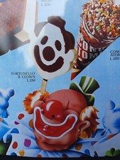 ?TARGA GELATI MOTTA ☆FORTUNELLO il CLOWN ☆anni'70/'80 PREZZI IN LIRE☆ SCA (TO) 