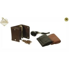 LUBINSKI PORTA TABACCO PER PIPA PELLE NERA NAPPA GRANDE TASCA CAUCCIÙ IT750N