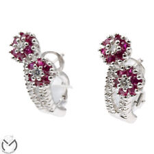 Orecchini oro bianco 18 kt 750 diamanti 0,36 ct e rubini -838/ST-