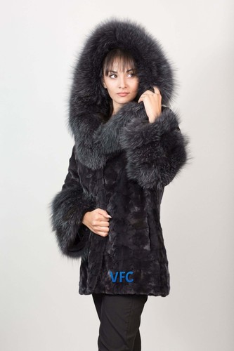 Cappotto visone navy con