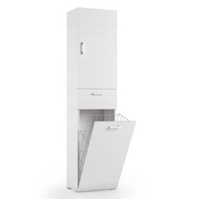 MOBILE COLONNA ARMADIO LAVANDERIA CESTELLO L45xP32xH195 CM LAUNDRYCOMPOS BIANCO