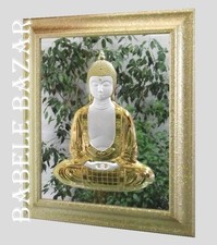 Gautama Buddha QUADRO cm65x55 ARGENTO cm41x32 SPECCHIO MADE ITALY QUADRI ARGENTO