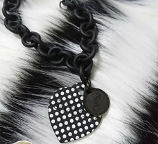 Braccialetto Ops a pois bianco e nero, catena effetto opaco, con scatola, usato