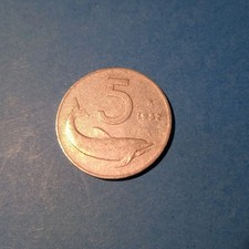 Moneta rara 5 Lire Delfino del