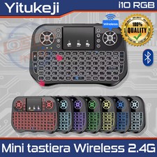 Mini Tastiera Wireless i10, 7 Colori Retroilluminata con Air Mouse Touchpad 2.4G
