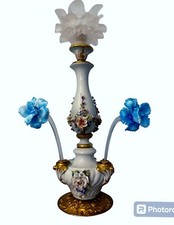 Antica lampada in ceramica capodimonte firmata e dettagli di murano