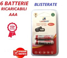 X6 PILE BATTERIE AAA RICARICABILI MINI STILO 4800 mAh MINISTILO UNIVERSALI 1.2V