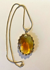 Collana Vintage con ciondolo Swarovski color topazio collier pendente