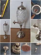 Vintage Dispenser Bevanda Fontana Assenzio Liquori Vetro Metallo Stile Decò