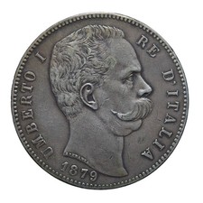 5 Lire 1879 II tipo - Roma - Umberto I - Regno d'Italia - BB/qBB