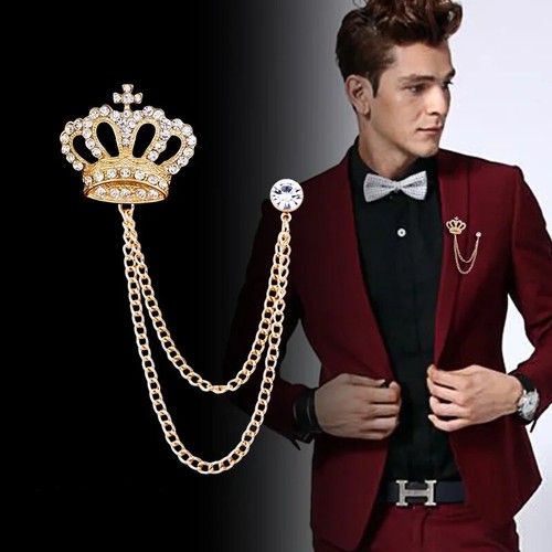 Spilla corona strass nappa