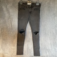 Jeans Pull and Bear donna UK 10 EU 38 nero skinny invecchiato 