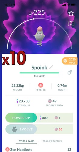 Pacchetto 10x spoink pokemon - 10x,