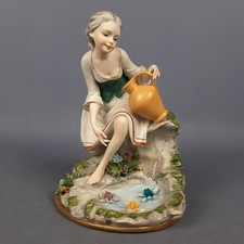 Scultura Capodimonte Biscuit Nico Venzo Fanciulla Anfora Firmata Vintage Anni 70