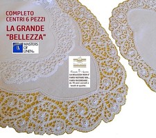 Pizzo cantù tombolo completo centri 6 pezzi lino bianco  rose e perle a rialzo