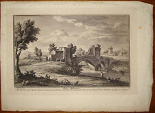 Stampa antica Ponte Mammolo old print Roma Giuseppe Vasi 1760 gravure bridge