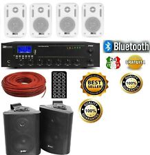 IMPIANTO AUDIO FILODIFFUSIONE LOCALI 100Watt+6 Altoparlanti+Bluetooth+100Mt Cavo