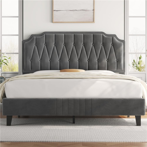 Letto con testiera imbottita - letto,