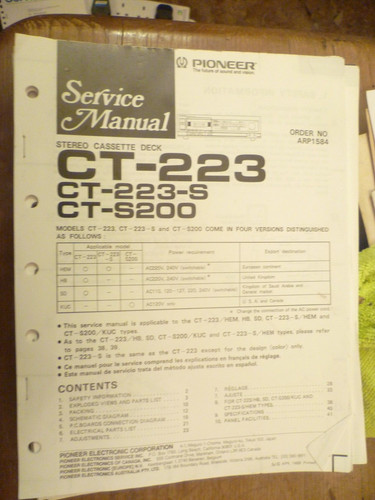 Pioneer 223 223s s200 - pioneer, 223s,