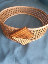 cintura vintage donna in paglia di vienna chiusura in legno