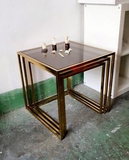 Tavolini A Nido Ottone Vetro Vintage Italian Design Brass Nesting Tables Anni'60