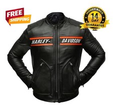 Giacca in pelle di pecora da moto nera da uomo Harley Davidson