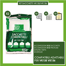 SACCHETTI FOLLETTO VK 135 136 KIT 12 sacchetti 12 profumi 2 HEPA 2 GRIGLIE NO150